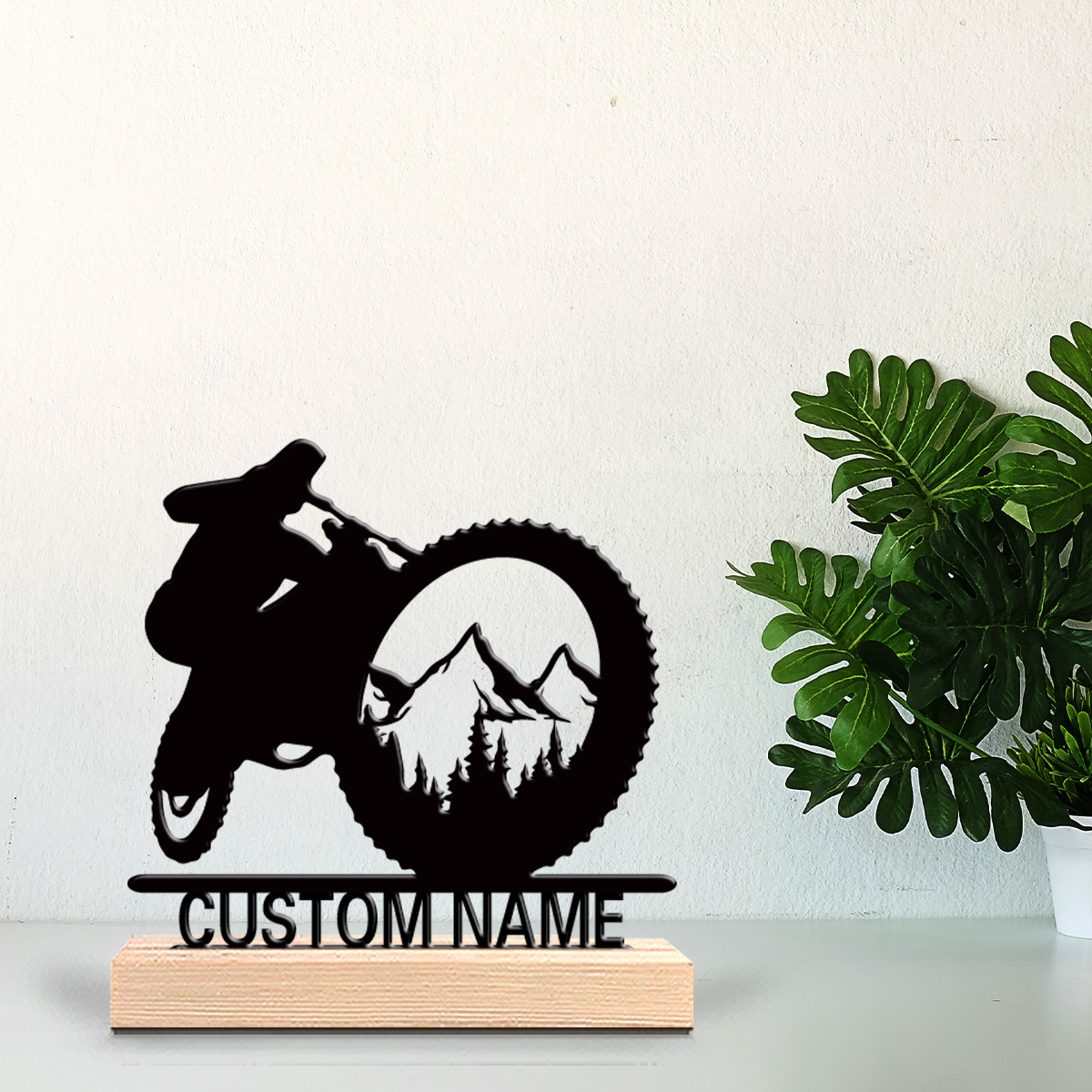Art Craft Usa - 1pc Motorcycle Mountain View Custom Name