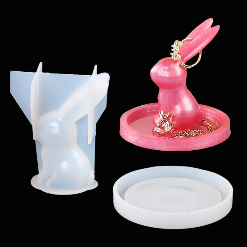 Art Craft Rabbit - 2Pcs 3D Bunny Ring Holder Silicone