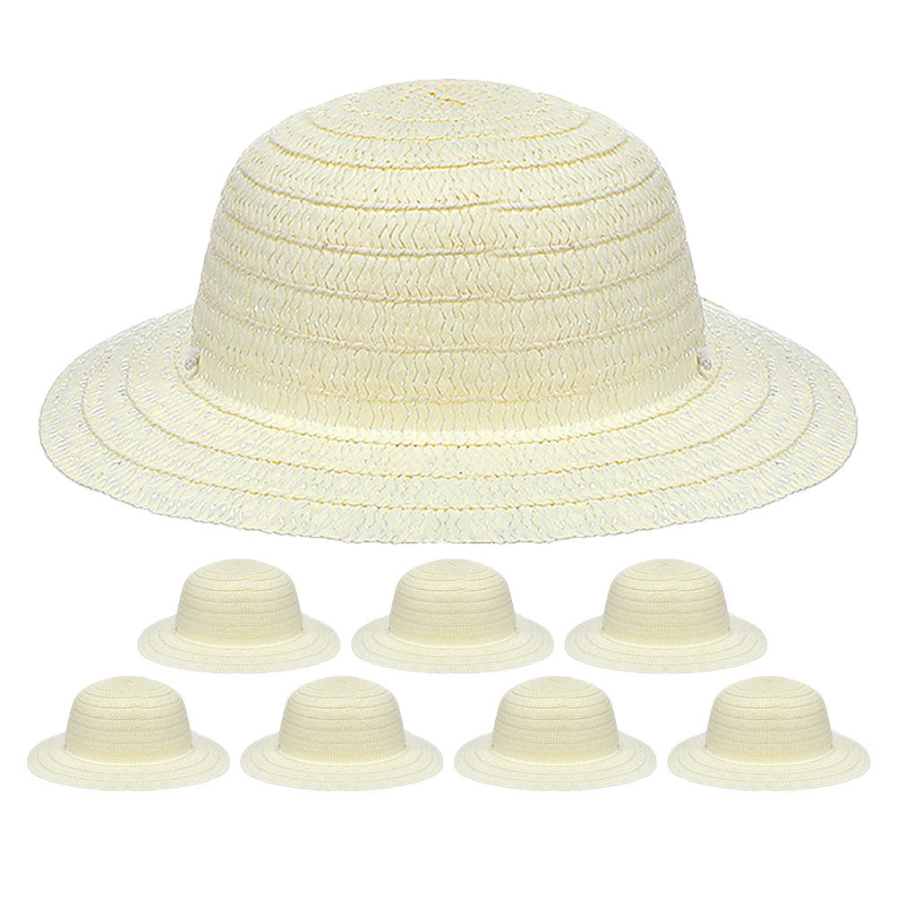 8Pcs DIY Kids Straw Hats White - Art Craft Kids ulasan dan harga