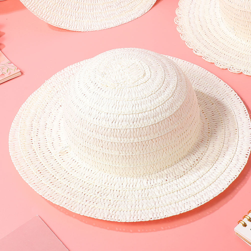8Pcs DIY Kids Straw Hats White - Art Craft Kids ulasan dan harga