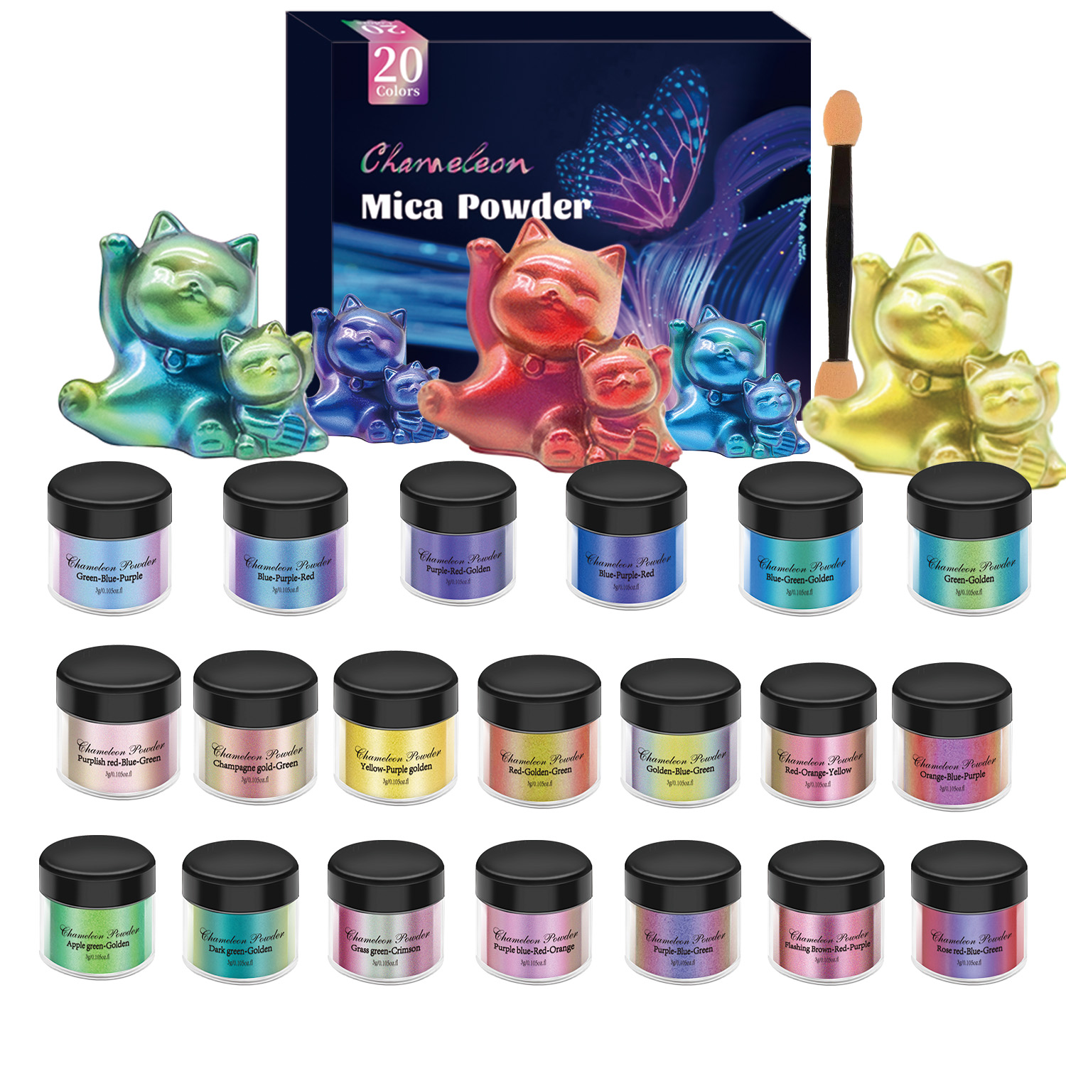 10/20pcs Mirror Chameleons Pig - Resin Pigment Powder ulasan dan harga