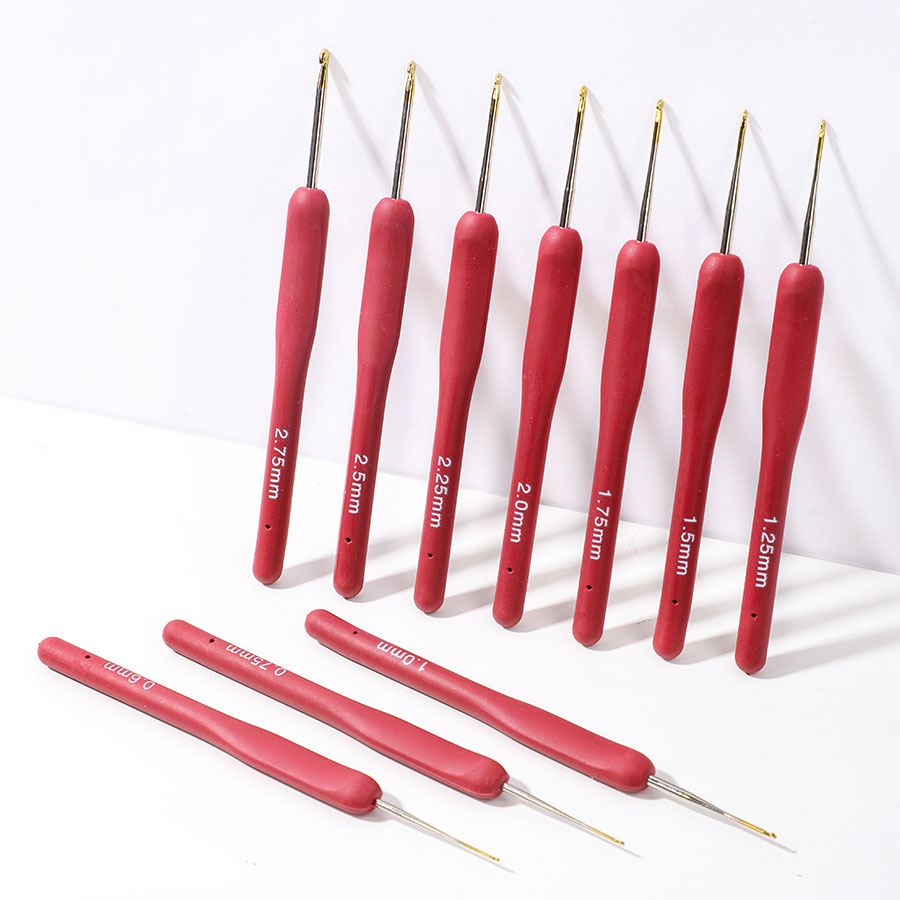 10pcs Red Crochet Set Kit Sili - Crochet Hook Set ulasan dan harga