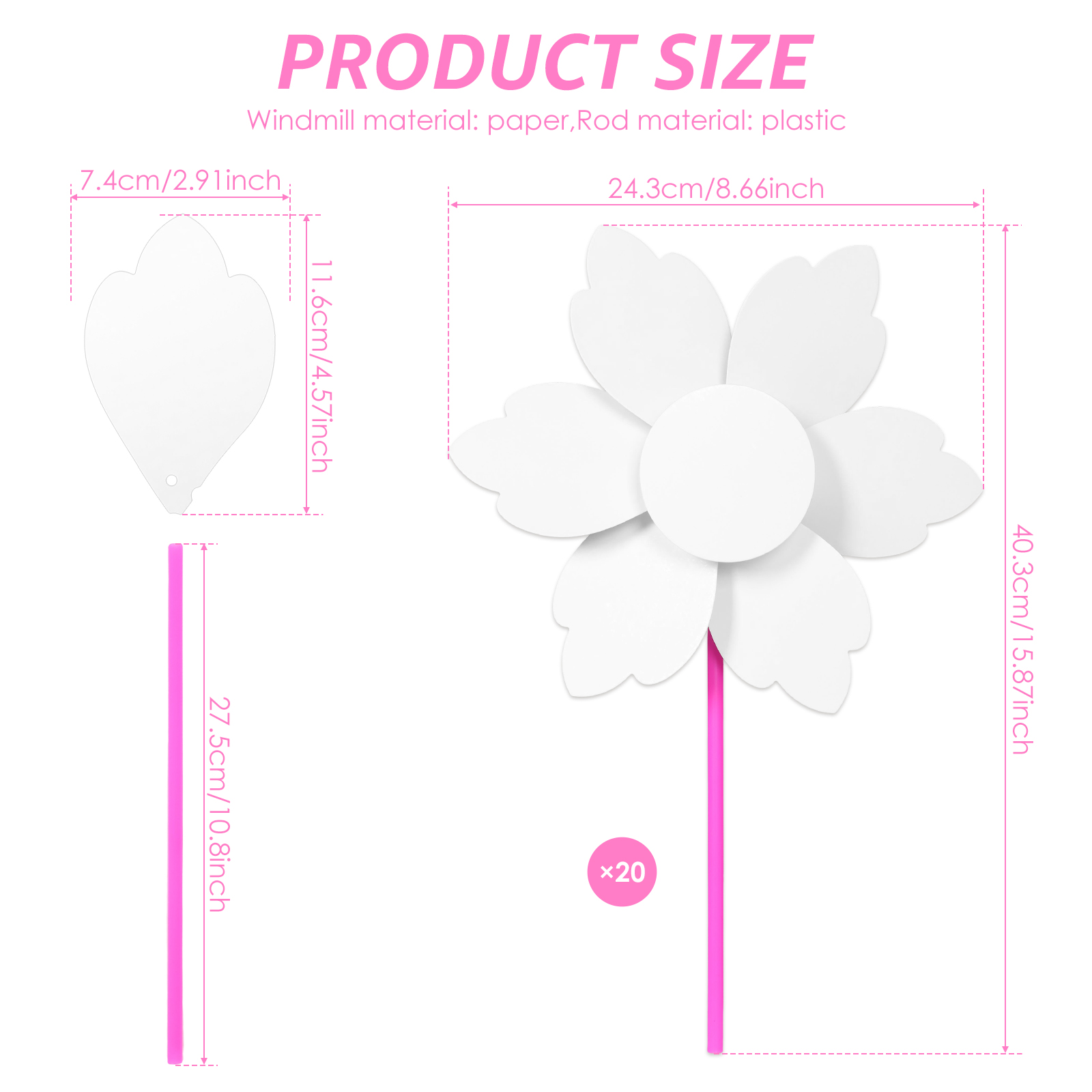 20/100Pcs DIY Pinwheels Craft  - Art Craft Material ulasan dan harga