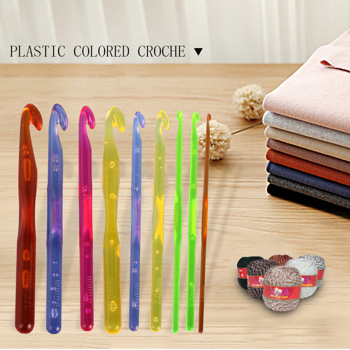 9Pcs Colorful Crochet Hooks Pl - Crochet Hook Set ulasan dan harga