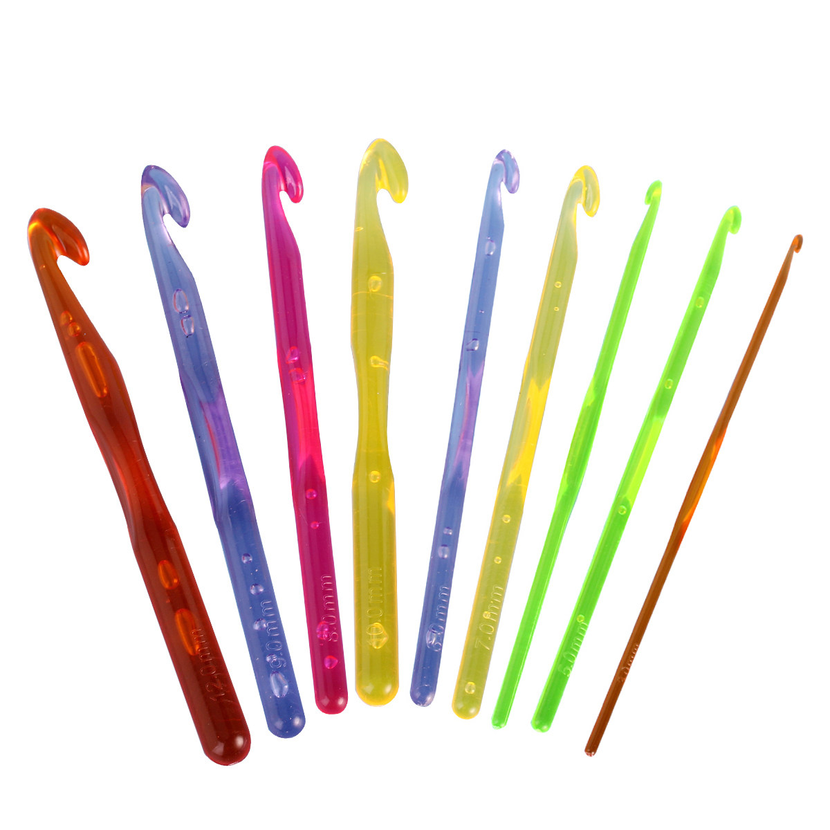 9Pcs Colorful Crochet Hooks Pl - Crochet Hook Set ulasan dan harga