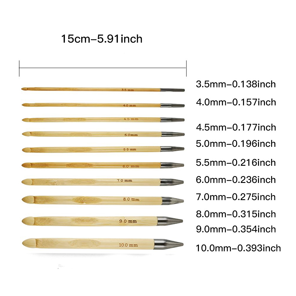 10Pcs Bamboo Interchangeable A - Crochet Hook Set ulasan dan harga