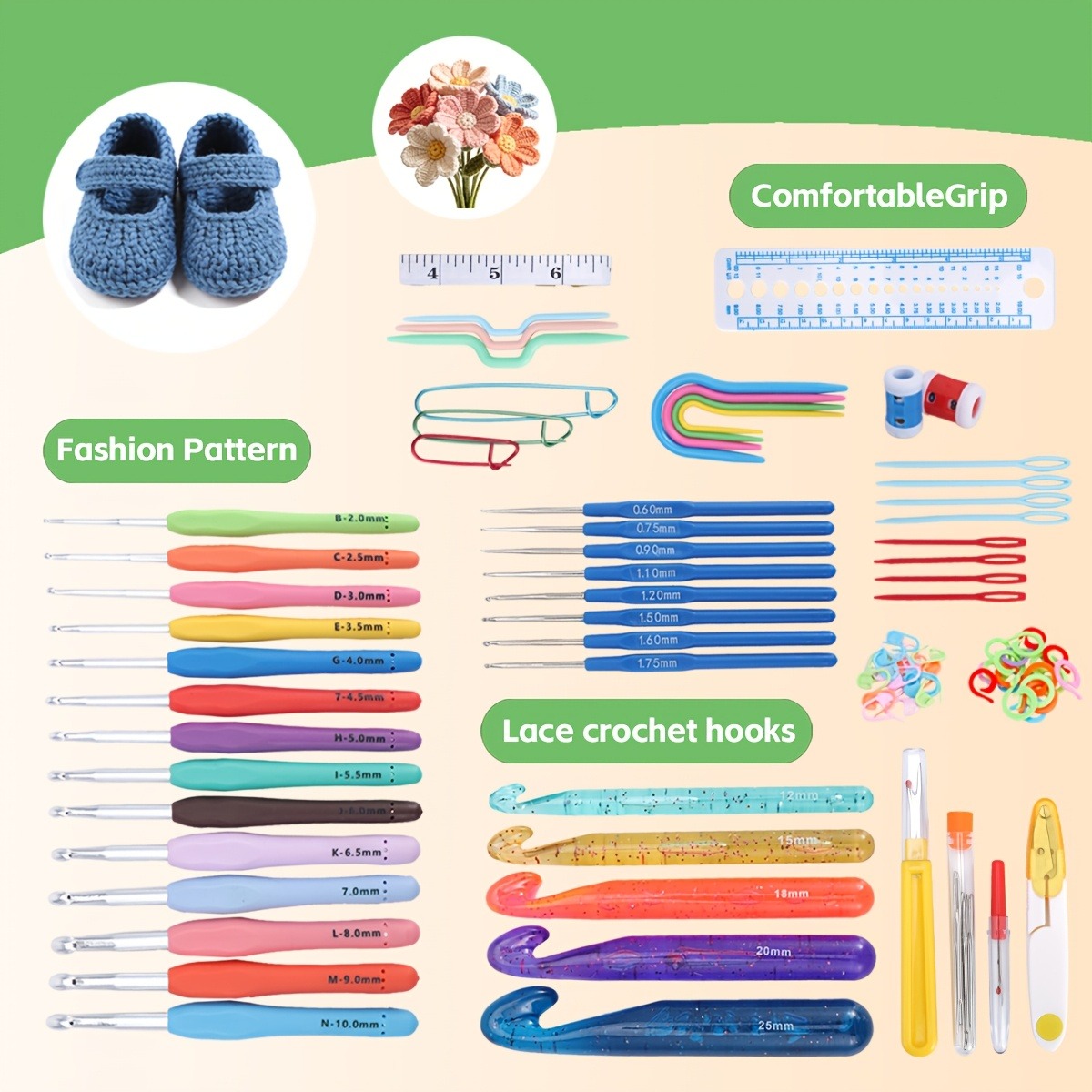 118pcs Crochet Hooks Sets, Erg - Crochet Hook Set ulasan dan harga