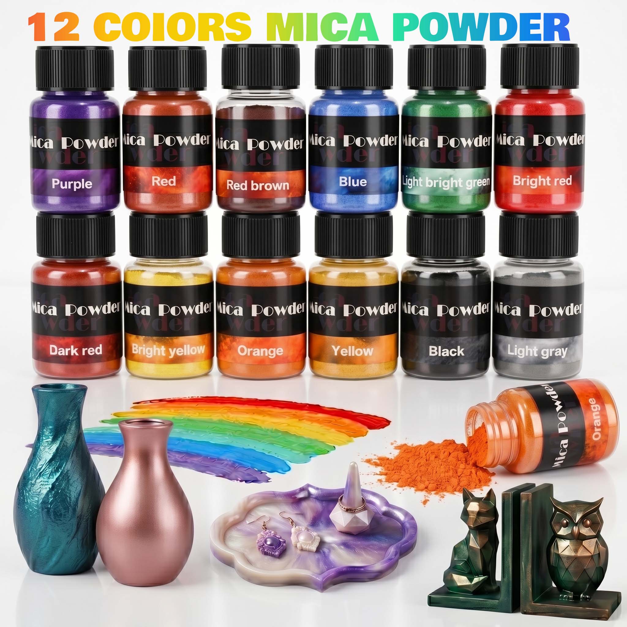12-Color Gypsum Pigment Powder - Resin Pigment Powder ulasan dan harga