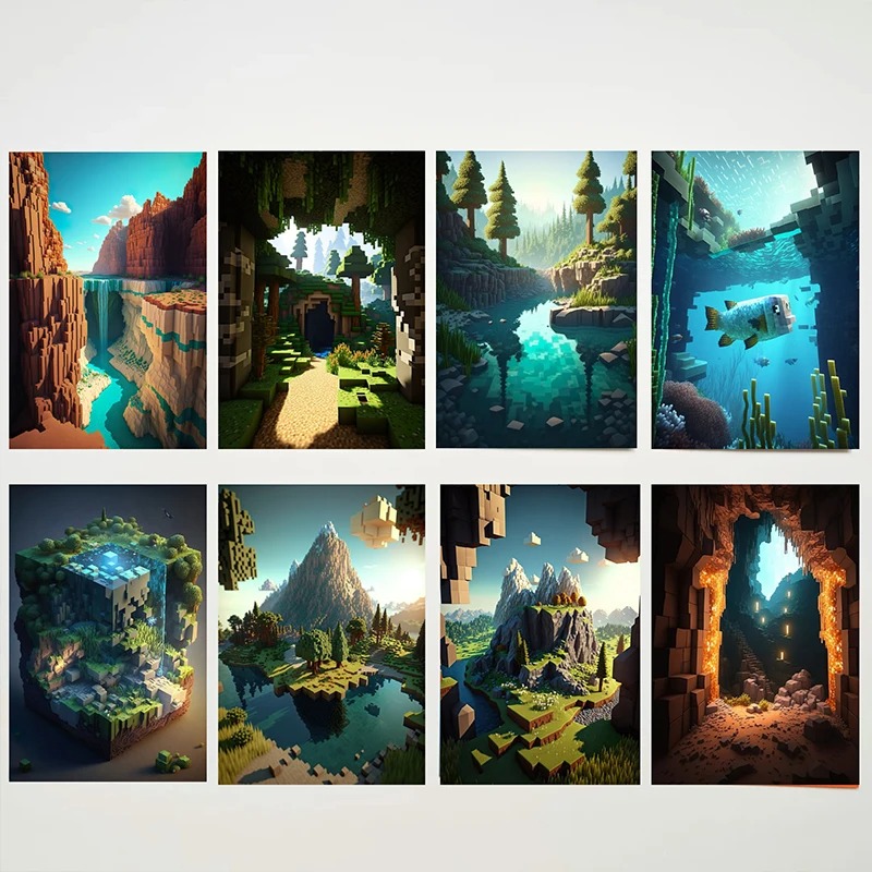 M-Minecraft Poster Mine Game P - Art Craft Game ulasan dan harga