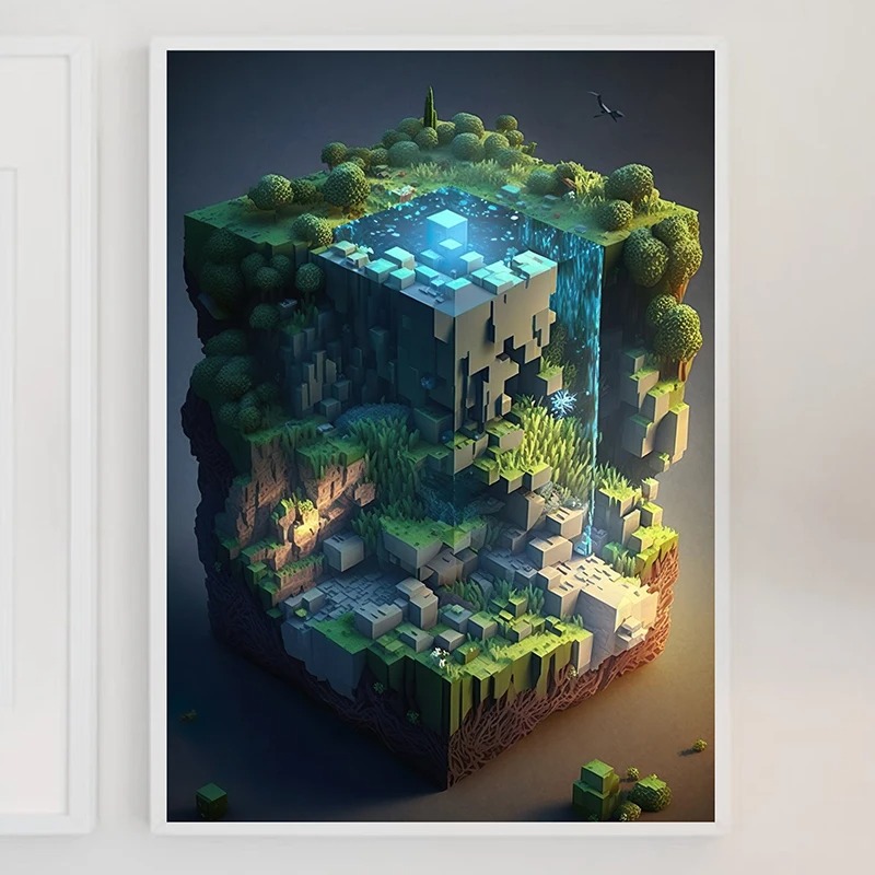 M-Minecraft Poster Mine Game P - Art Craft Game ulasan dan harga