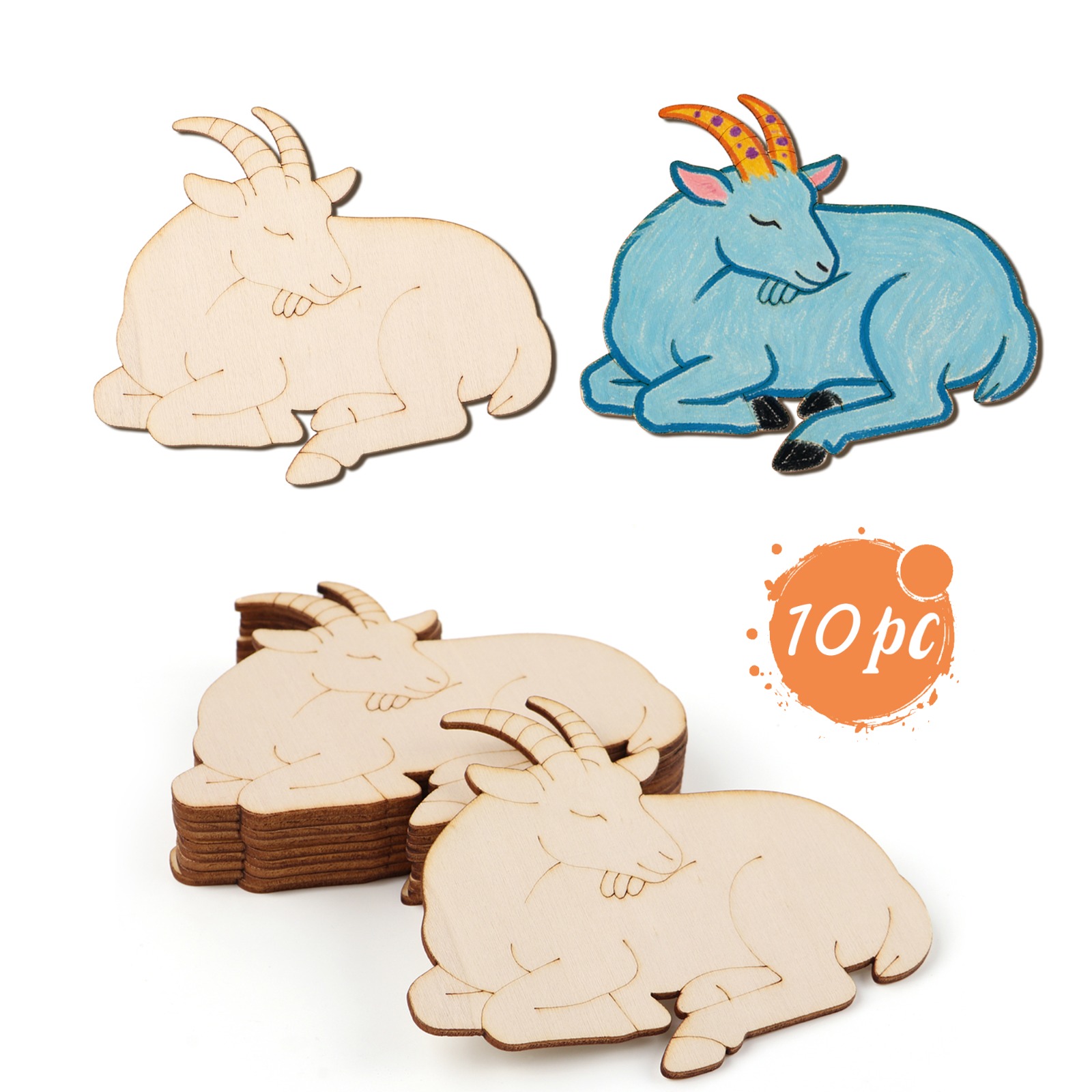 10pcs/set Unfinished Wood Shee - Art Craft Usa ulasan dan harga