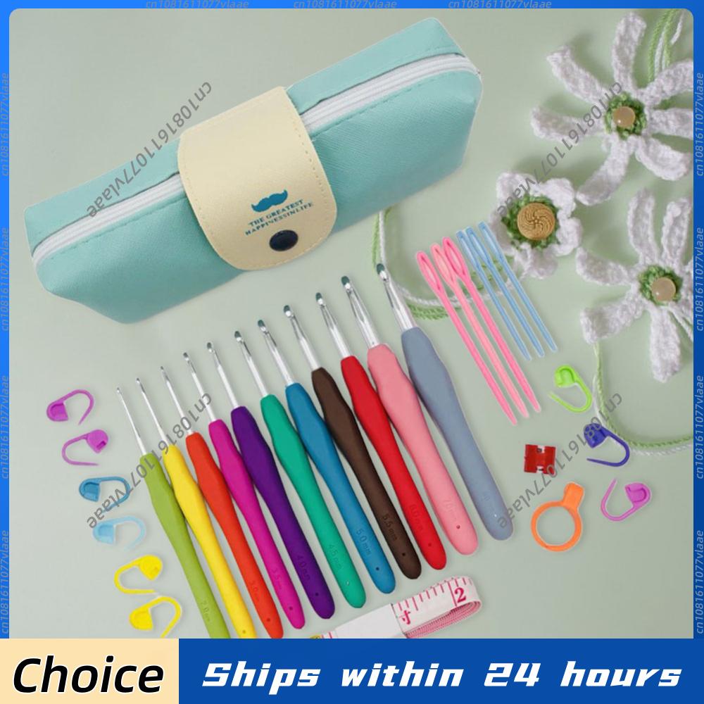11PCS Colorful Rubber Handle K - Crochet Hook Set ulasan dan harga