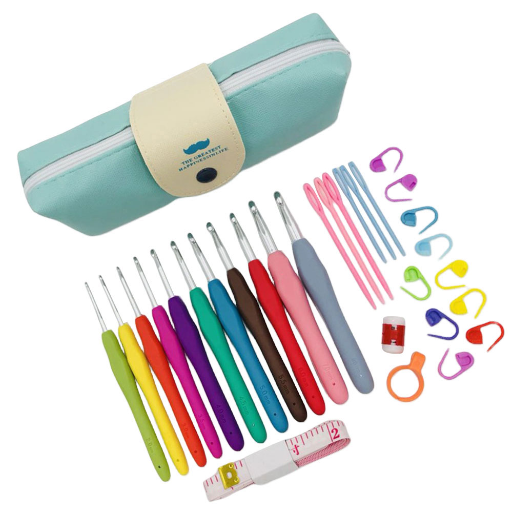 11PCS Colorful Rubber Handle K - Crochet Hook Set ulasan dan harga