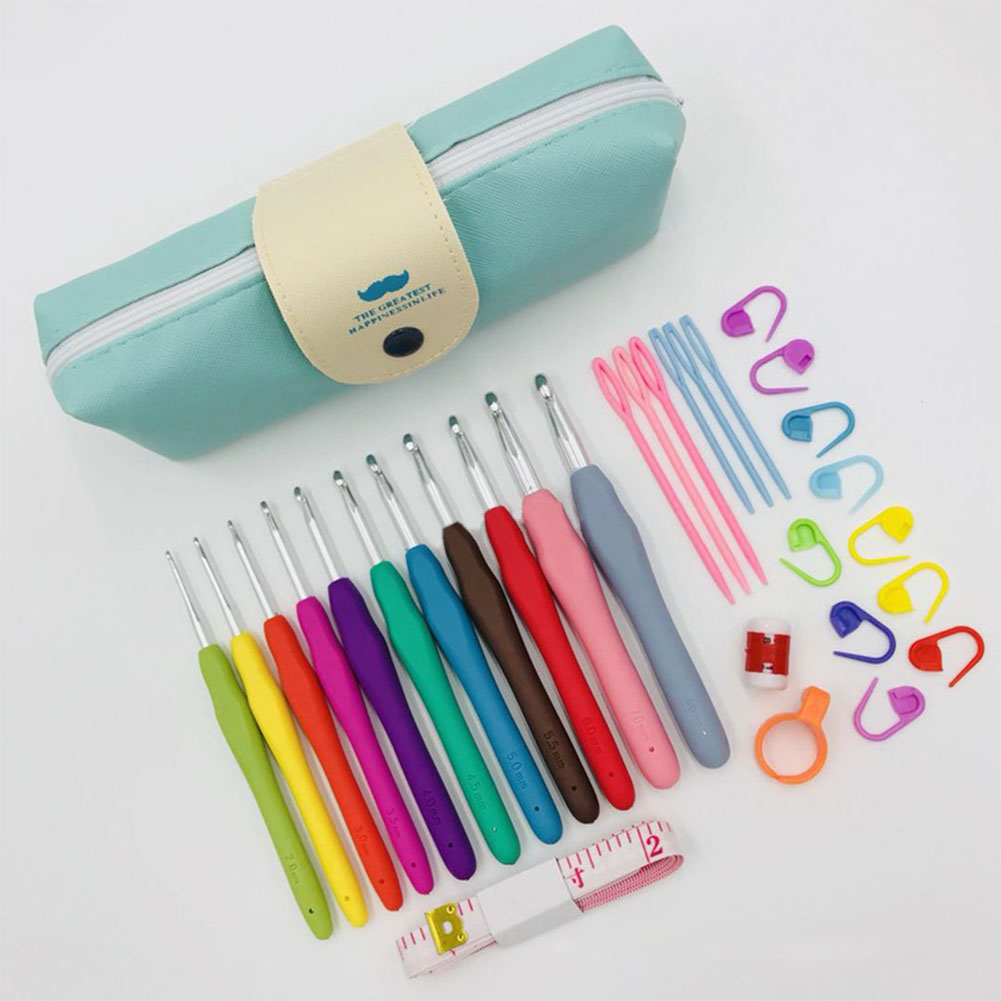 11PCS Colorful Rubber Handle K - Crochet Hook Set ulasan dan harga