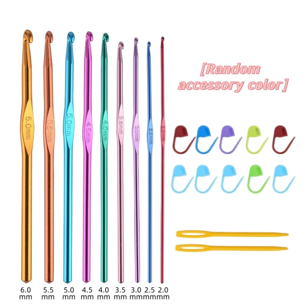 21Pcs Colorful Aluminum Croche - Crochet Hook Set ulasan dan harga