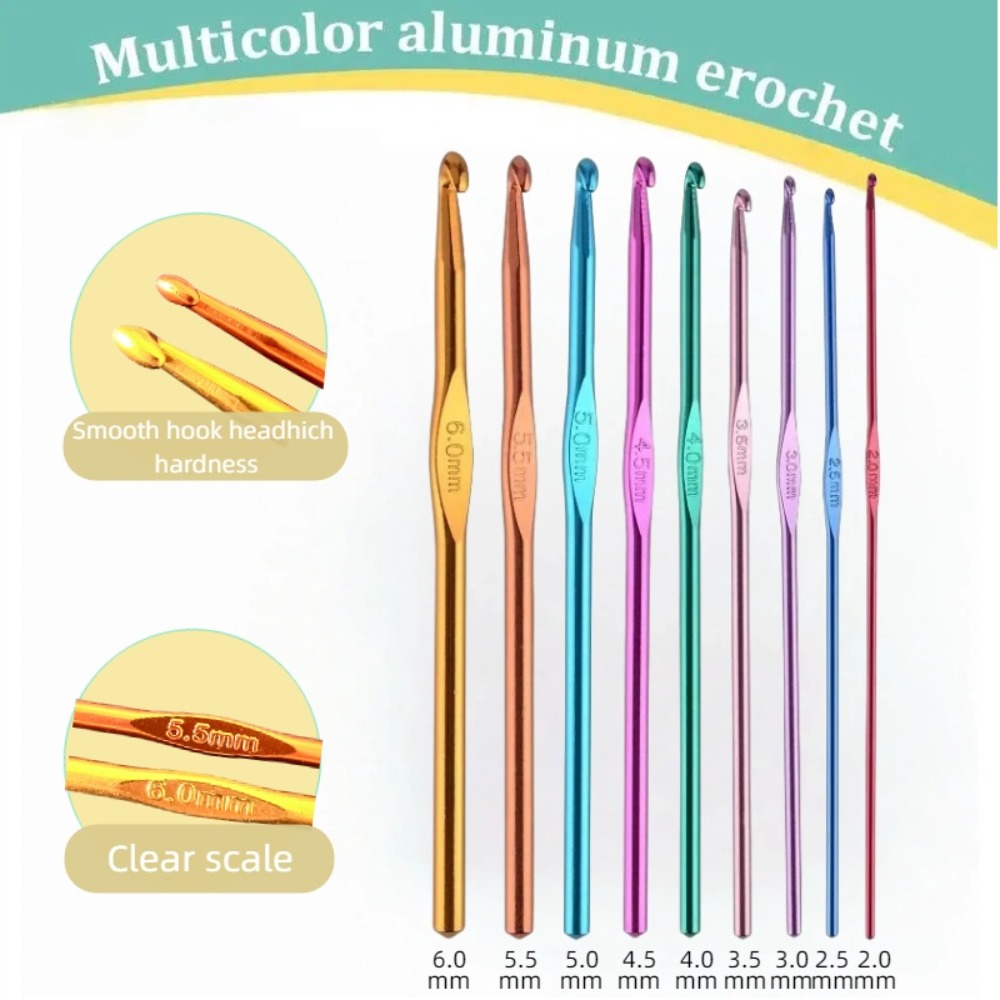 21Pcs Colorful Aluminum Croche - Crochet Hook Set ulasan dan harga